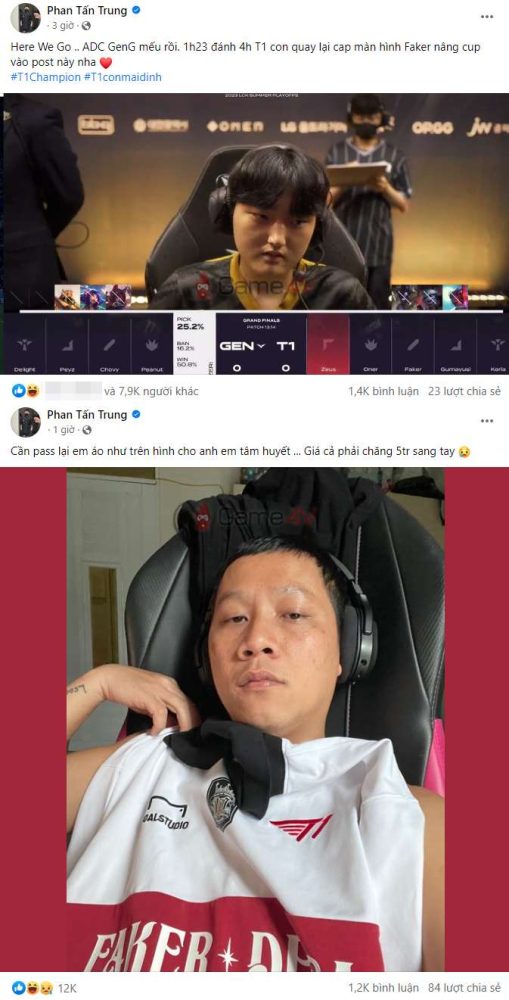 Thầy Giáo Ba có màn "gáy sớm" nhưng anh cũng nhanh chóng lên Facebook tìm người để... bán áo T1.