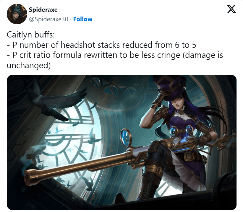 hc3acnh-e1baa3nh_2023-08-12_194820002-1691844505-4 LMHT: Thay đổi nhỏ này sẽ khiến Caitlyn trở lại ở bản 13.16 hc3acnh e1baa3nh 2023 08 12 194820002 1691844505 4