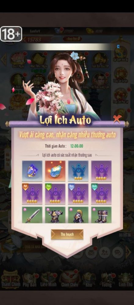 Tính năng nhận quà ôffline của Đại Vương Cứu Giá.