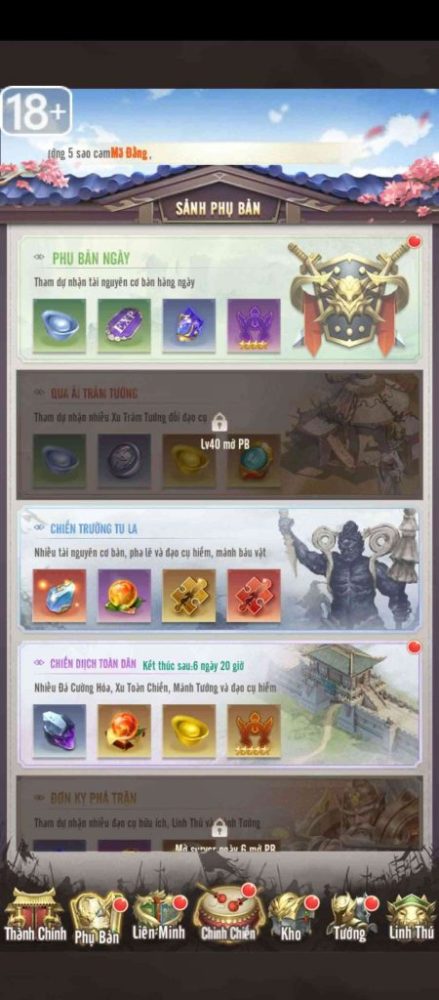 Danh sách phụ bản đa dạng của Đại Vương Cứu Giá.