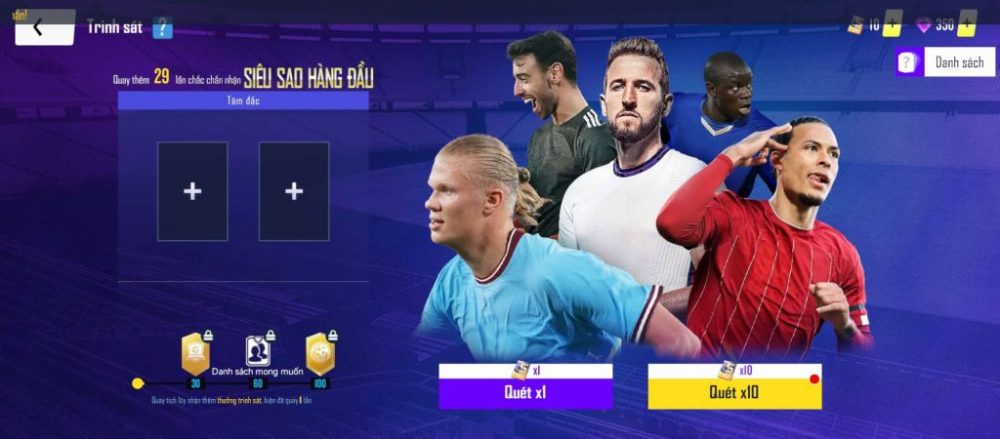 Tính năng chiêu mộ cầu thủ trong Football Pro VTC.