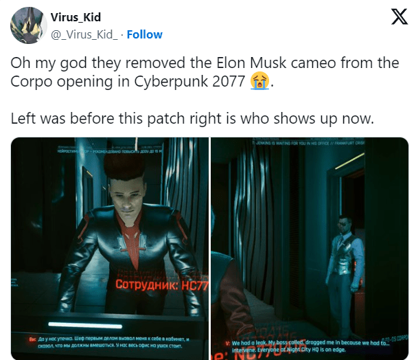 Cyberpunk 2077 2.0 xóa bỏ NPC trông giống Elon Musk game4v cyberpunk 2077 2 1695487315 79