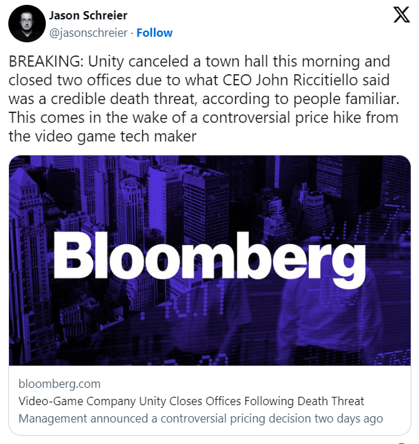 Unity đóng cửa văn phòng sau khi nhiều thành viên bị đe dọa đến tính mạng game4v unity 2 2 1694868181 77