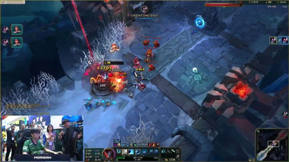 Morgan giành chiến thắng chung cuộc 2-1 trong trận showmatch với BLV Văn Tùng.