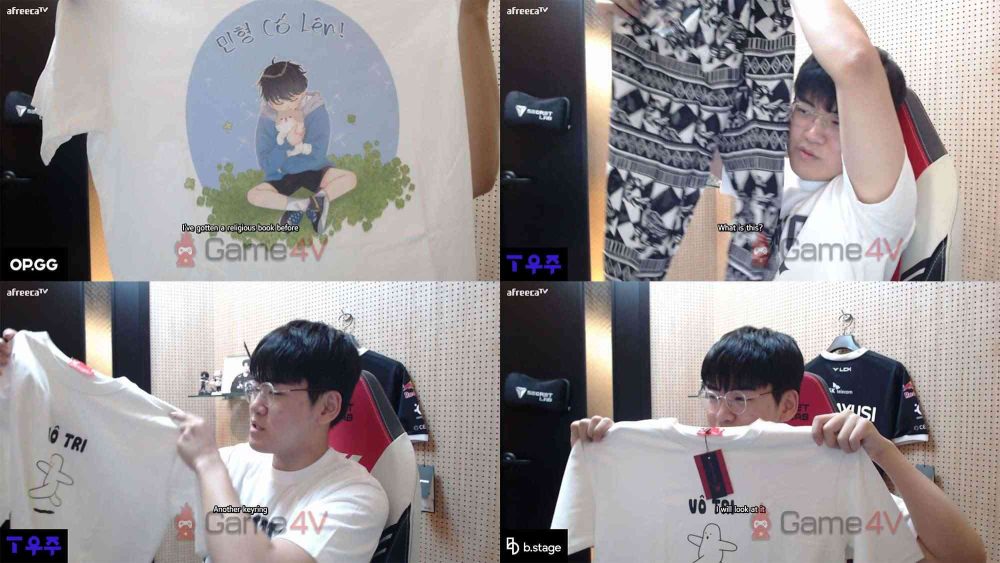 Một số món quà mà T1 Gumayusi khoe trên sóng livestream được cho là do fan Việt Nam gửi.