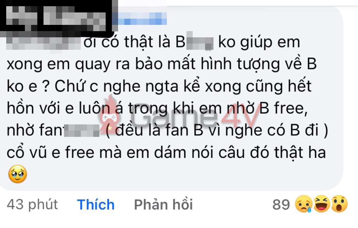 Đến cả bạn gái của B*** cũng bức xúc khi nghe tin tuyển thủ này bị MC N chỉ trích.