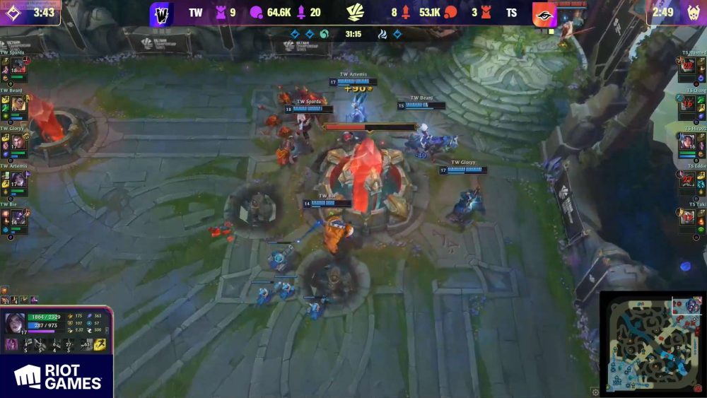 TW nhanh chóng cân bằng tỉ số ở ván 2.