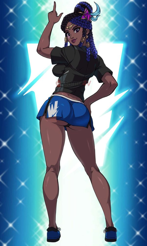 Hình ảnh Senna với chiếc váy có logo Team Whales.