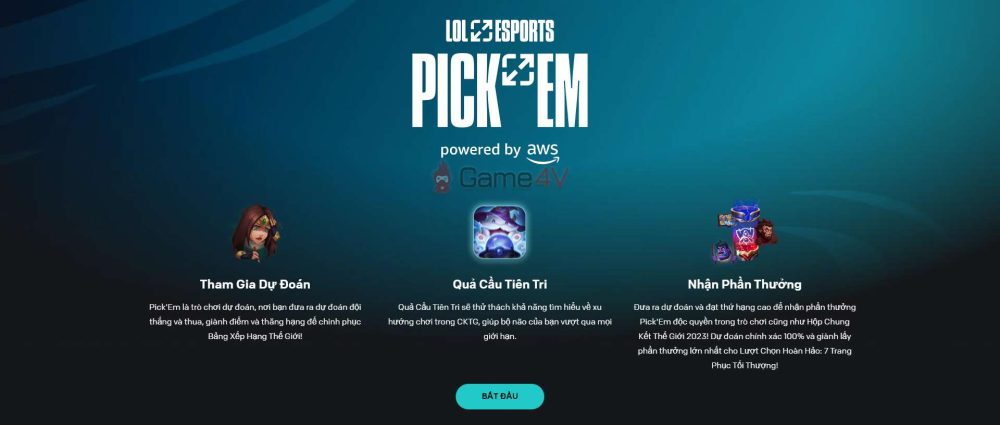 Nhấn bắt đầu dự đoán sau khi truy cập vào đường link sự kiện.