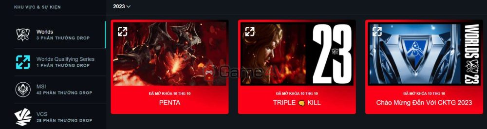 Người chơi có thể xem lại những phần thưởng mình đã nhận được ở mục "Phần Thưởng" góc trên màn hình.