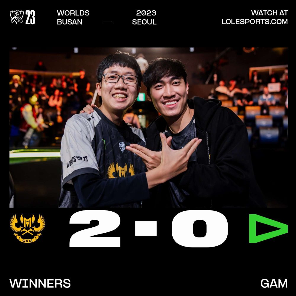 Riot Games đăng ảnh thông báo chiến thắng của GAM trước LLL.