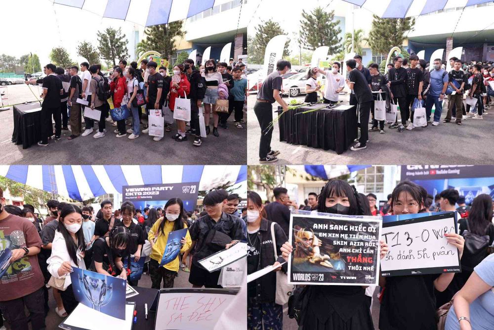 Cộng đồng fan LMHT Việt Nam có mặt tại Viewing Party CKTG 2023 từ rất sớm để chuẩn bị "đạo cụ" cho việc cổ vũ đội tuyển mình yêu thích.