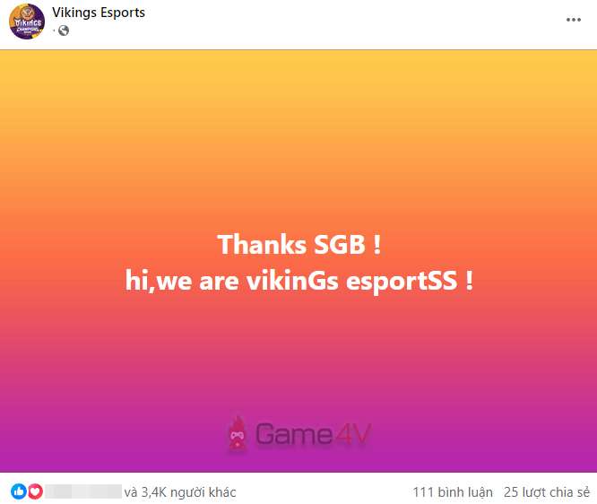 Fanpage Facebook này đã đăng tải bài viết cảm ơn SGB.