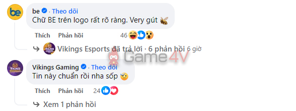 Fanpage này cũng tương tác khá nhiệt tình ở bài viết của Vikings Esports.