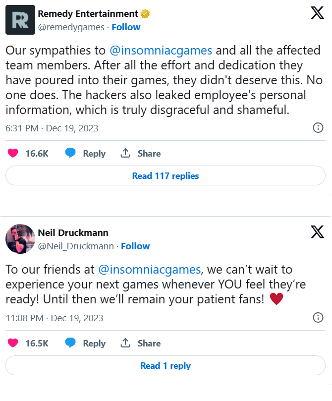 Các nhà phát triển trò chơi phản ứng thế nào về vụ tấn công mạng Insomniac Games? game4v insomniac games 22 1703175285 58