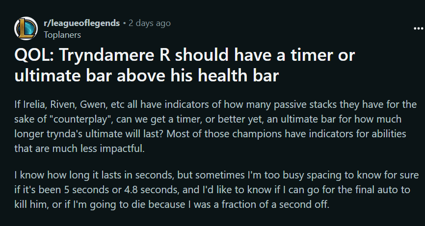 LMHT: Người chơi đề xuất cách khắc chế hoàn hảo Tryndamere hc3acnh e1baa3nh 2023 12 20 101844673 1703042326 82