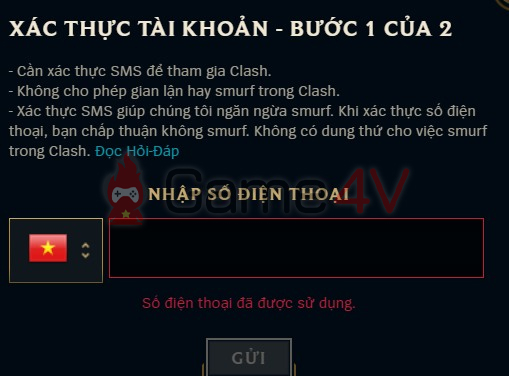 Yêu cầu xác thực của LMHT để "lọc smurf" trong chế độ Clash.