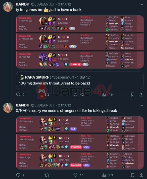 Anh chàng ngầm chỉ trích đồng đội "hơi tạ" và cần những "chiến binh mạnh mẽ hơn" nếu muốn chiến thắng.