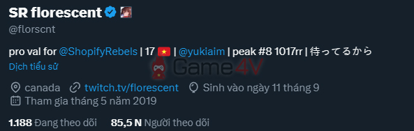 Trang Twitter (X) cá nhân của florescent.