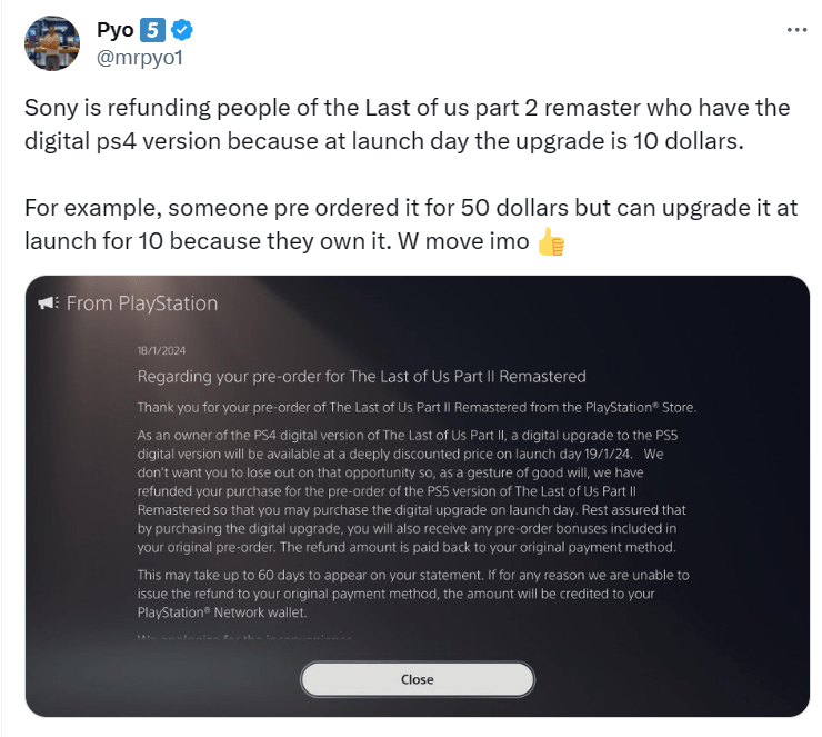 Sony hoàn tiền cho game thủ mua The Last of Us Part 2 Remastered game4v the last of us 2 1 1705763196 55