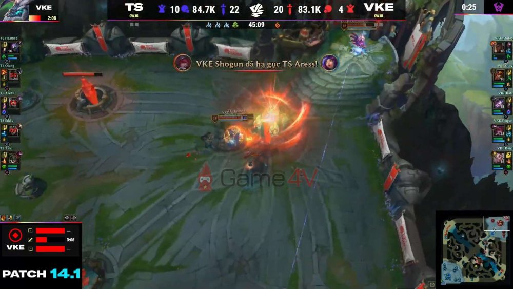 Ván 1 kết thúc nhờ pha "backdoor" của Jax trong tay Hasmed.