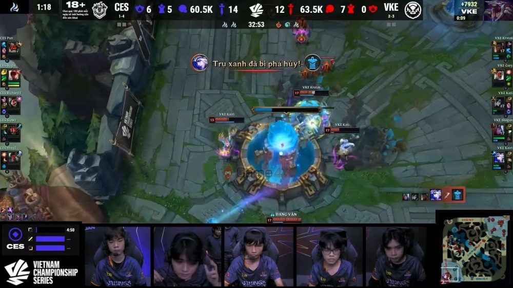 Dẫn trước hơn 7.000 vàng trước phút 30, CES vẫn gục ngã trước VKE ở ván 1.