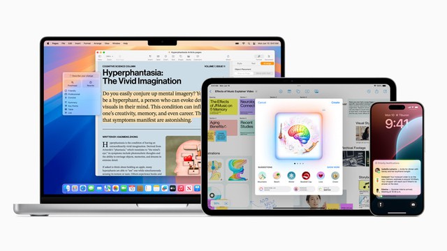 Apple Intelligence — hệ thống trí tuệ cá nhân dành cho iPhone, iPad và Mac — kết hợp các mô hình tạo sinh mạnh mẽ với ngữ cảnh cá nhân để cung cấp trí thông minh cực kỳ hữu ích và phù hợp với người dùng. Apple Intelligence — hệ thống trí tuệ cá nhân dành cho iPhone, iPad và Mac — kết hợp các mô hình tạo sinh mạnh mẽ với ngữ cảnh cá nhân để cung cấp trí thông minh cực kỳ hữu ích và phù hợp với người dùng.