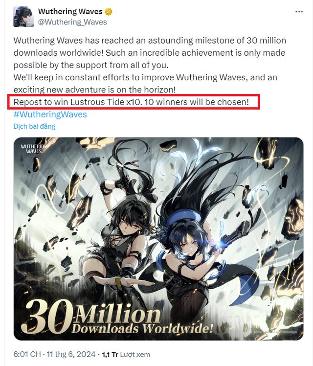 Wuthering Waves bị nghi vấn “chơi chiêu”, cố tình tặng quà ồ ạt để níu chân game thủ - Ảnh 1. Wuthering Waves bị nghi vấn “chơi chiêu”, cố tình tặng quà ồ ạt để níu chân game thủ - Ảnh 1.