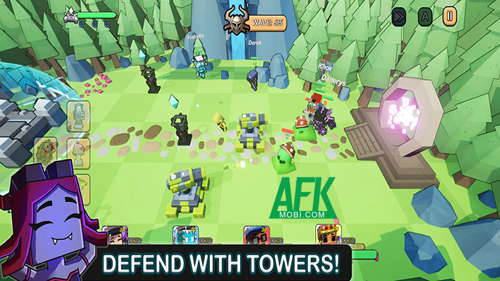 Blox Guardian game phòng thủ với đồ họa mang phong cách khối hộp low-poly 2