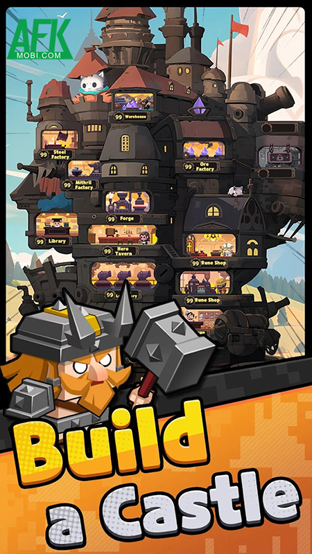 Dẫn dắt các anh hùng bảo vệ lâu đài di động trong game idle Castle Watch 2