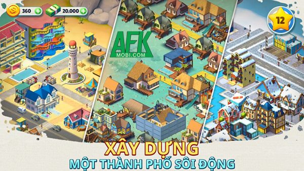 Cosy Town: Build Explore mời game thủ bắt đầu hành trình xây dựng một thị trấn yên bình afkmobi cosytown 1jpg