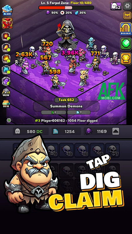 Sử dụng bọn quỷ và khô lâu tay sai để đào mỏ trong game Idle Hell Miner: Necro Merge 0 Sử dụng bọn quỷ và khô lâu tay sai để đào mỏ trong game Idle Hell Miner: Necro Merge 0