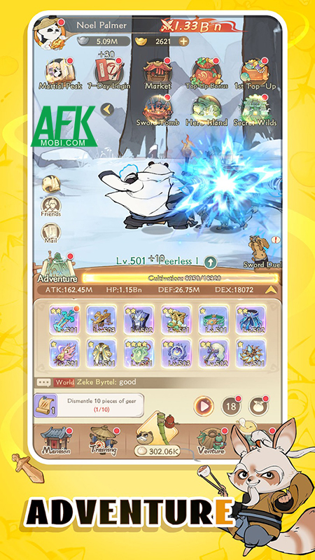 Legend of Panda: Idle RPG game nhập vai nhàn rỗi và đơn giản lấy cảm hứng từ Kung Fu Panda 1