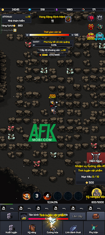 Người chơi sẽ được đào mỏ để phát triển nhân vật của mình trong game idle Mine Knights! 0 Người chơi sẽ được đào mỏ để phát triển nhân vật của mình trong game idle Mine Knights! 0