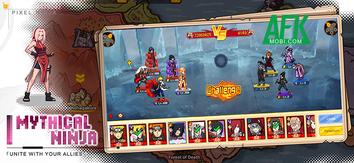 Ninja Pixel Strike game đấu tướng chiến thuật kết hợp giữa chủ đề Naruto và lối đồ họa pixel 0
