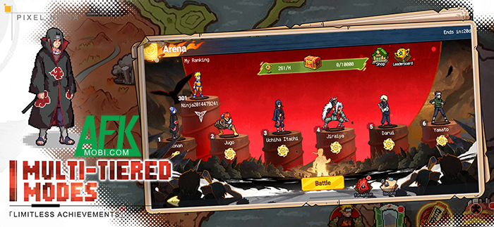 Ninja Pixel Strike game đấu tướng chiến thuật kết hợp giữa chủ đề Naruto và lối đồ họa pixel 3