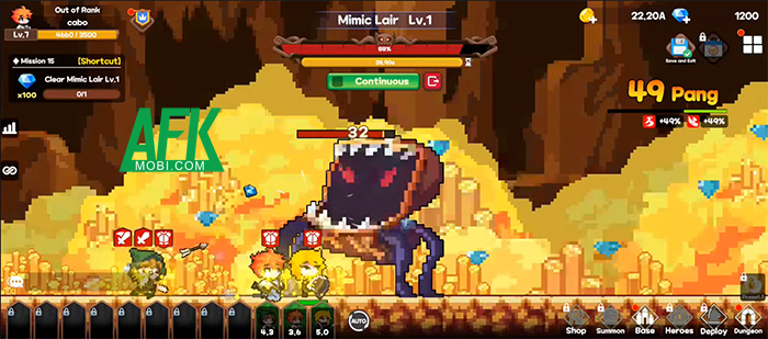 Tập hợp đội anh hùng của bạn trong game nhàn rỗi Pixel Heroes Idle 2