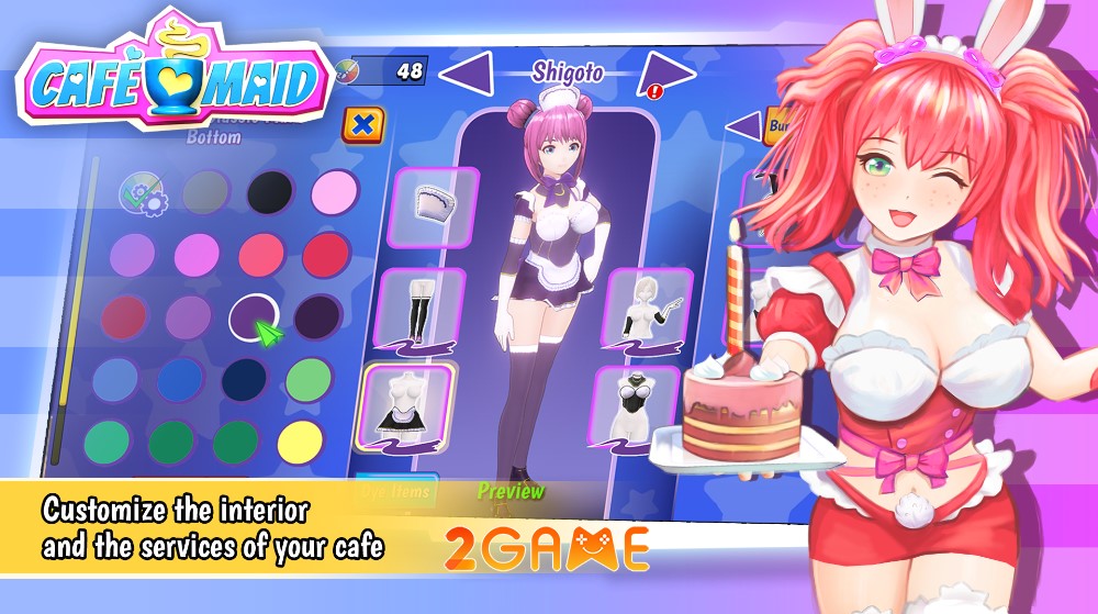 Thay đổi trang phục cho các cô nàng hầu gái trong game Cafe Maid Cute Anime Girls