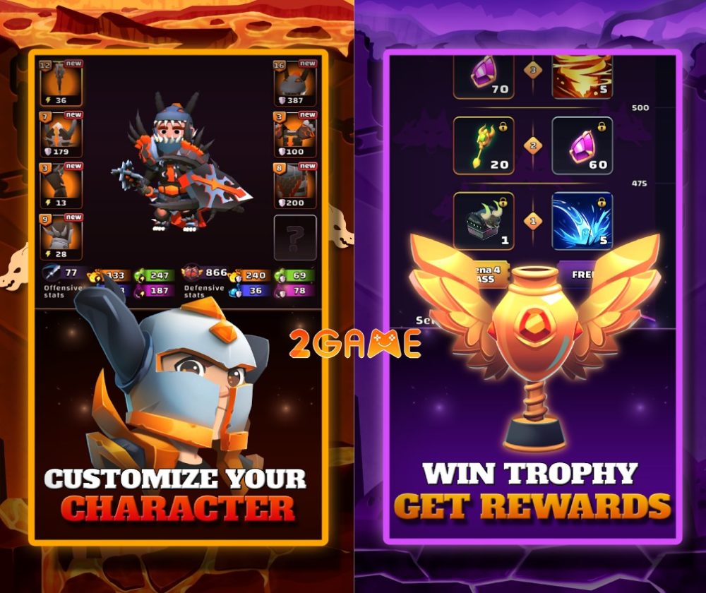 Mặc các trang bị mạnh mẽ để đối đầu với các kẻ địch trong game chiến thuật Clash of a Knight - Turn-Based