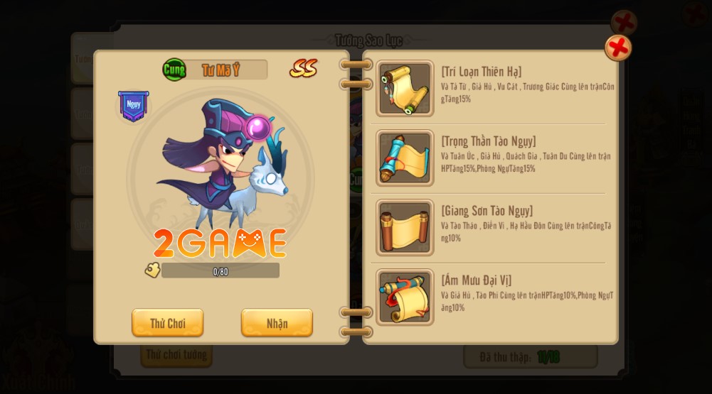 Tư Mã Ý là một lựa chọn đầy bất ngờ dành cho đội hình Ngụy Trong game 3Q Tiểu Tam Quốc