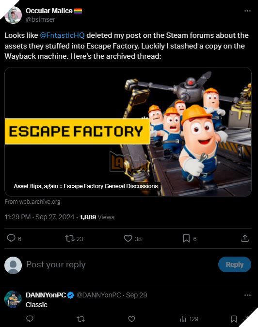 Du An Goi Von Escape Factory Tiep Tuc Dinh Nghi Van Lua Dao, Dung Tai Nguyen Co San 2 Dự Án Gọi Vốn Escape Factory Tiếp Tục Dính Nghi Vấn Lừa Đảo, Dùng Tài Nguyên Có Sẵn 2