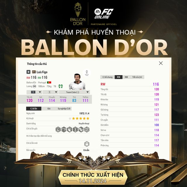 FC Online tung dòng thẻ Ballon d’Or tôn vinh dàn huyền thoại bóng đá thế giới- Ảnh 8. FC Online tung dòng thẻ Ballon d’Or tôn vinh dàn huyền thoại bóng đá thế giới- Ảnh 8.