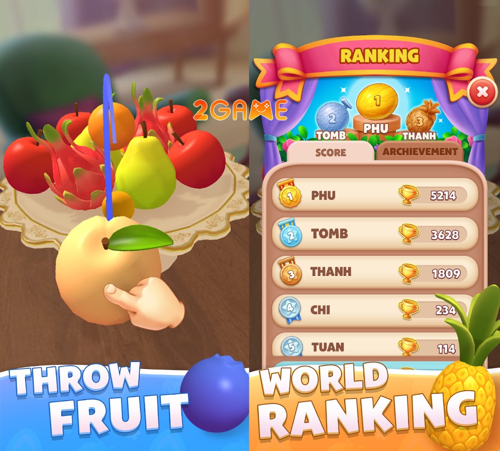 Đua top các bảng xếp hạng trong game Fruit Stack Puzzle: Merge Game