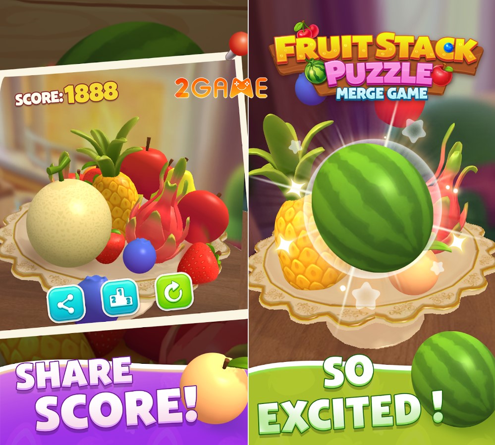 Fruit Stack Puzzle: Merge Game – Ghép trái cây bằng cách ném vào dĩa trái cây? fruit stack puzzle merge game 3