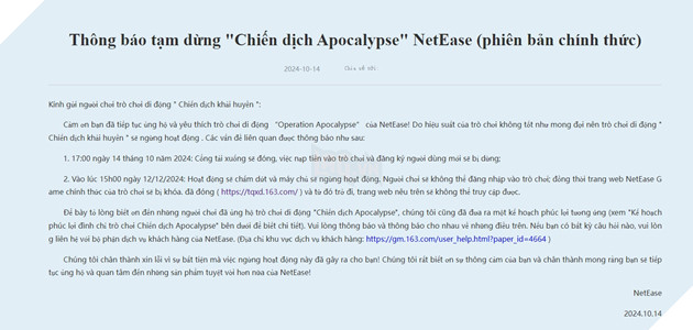Bom tấn bắn súng của NetEase thông báo đóng của đột ngột chỉ sau 2 tháng phát hành