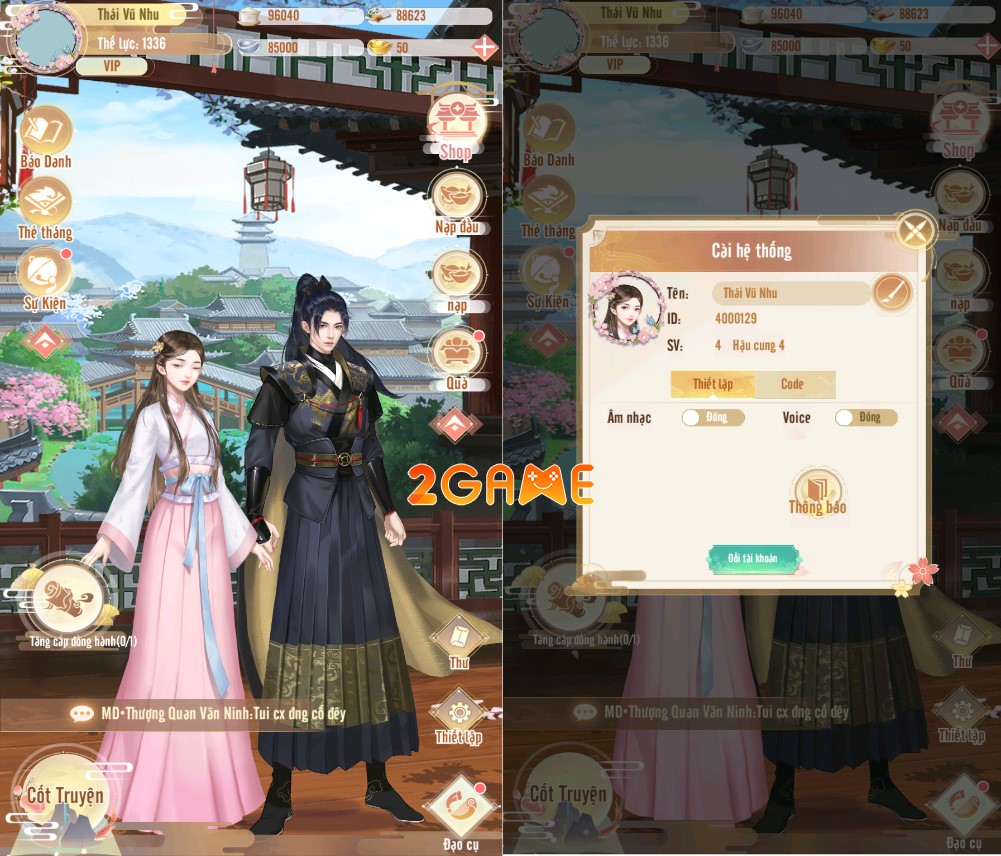 Nhập giftcode đơn giản trong game Tiểu Chủ Hồi Cung