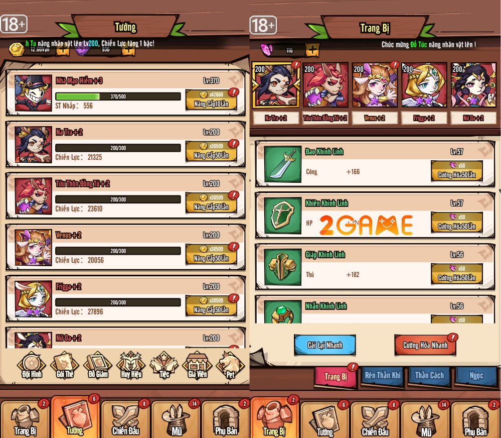 Cơ chế nâng cấp đơn giản Hầu Ca Đi Đâu Đấy