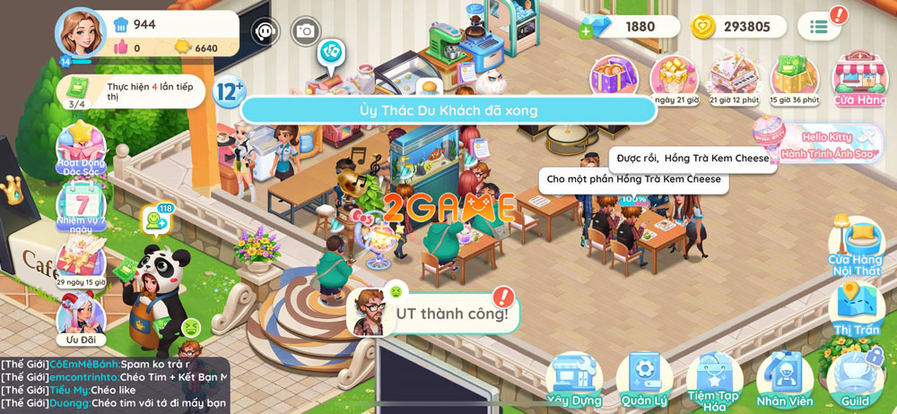 Gameplay hấp dẫn của game mô phỏng Hello Café VNG