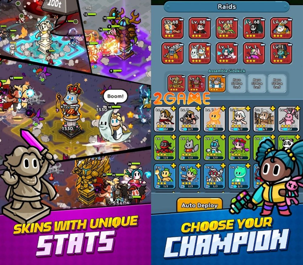 Hero Assemble: Epic Idle RPG Hàng trăm nhân vật khác nhau để người chơi chiêu mộ