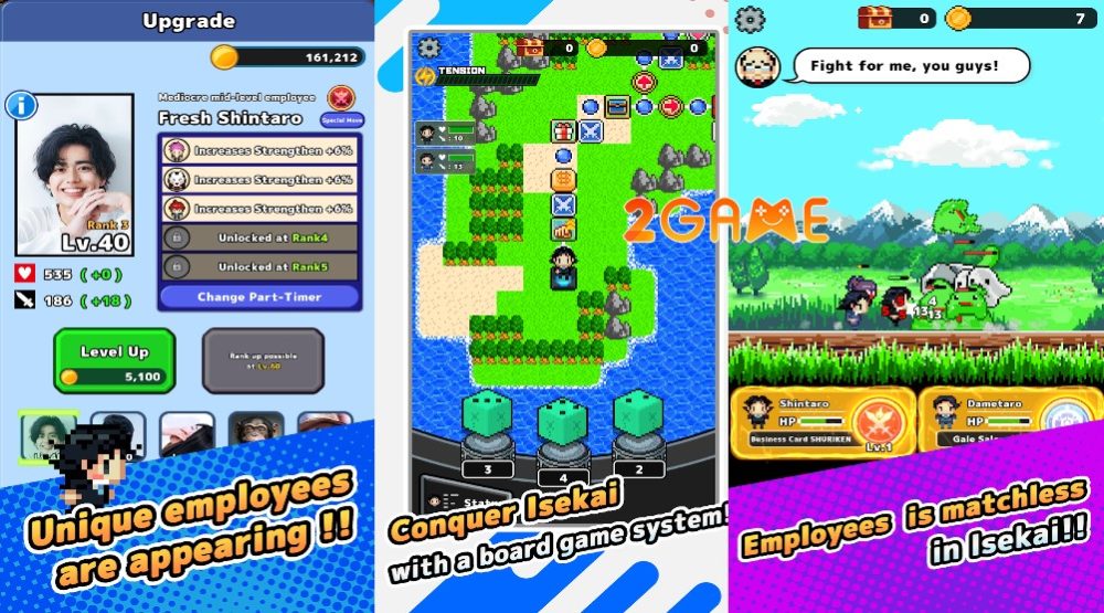 Isekai Dispatcher Pixel game Chiêu mộ các nhân viên tới thế giới fantasy để... đánh quái?